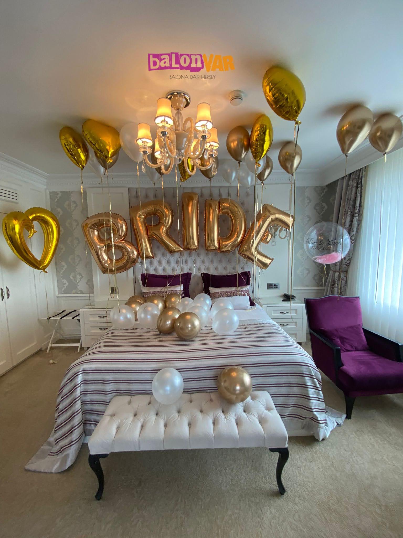 İstanbul otel odası gelin odası balon süsleme konsepti